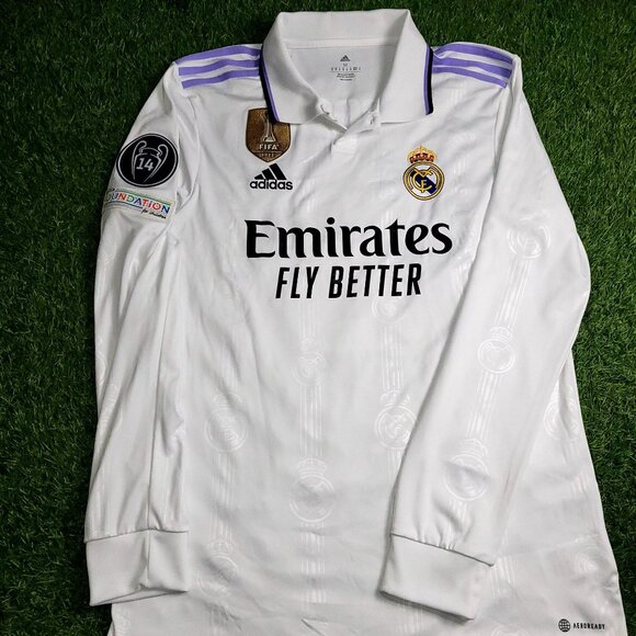 Kroos Real Madrid 2022 2023 UEFA Long Sleeve Soccer Jersey Shirt M SKU# HA2666 - Picture 2 of 8